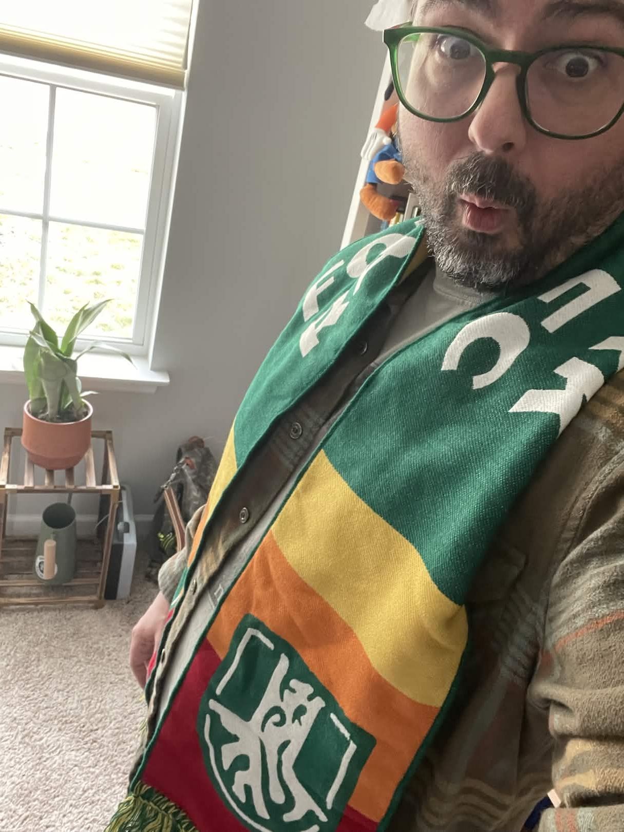 Board member Joe Miller showing off his FPRFC Founding member Scarf